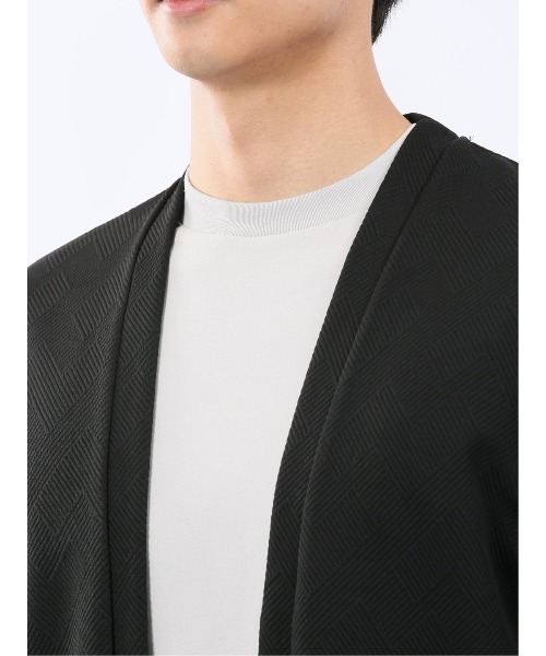 m.f.editorial（エムエフエディトリアル）の「【ストレッチ 羽織り カットアウター】カウラ/Kaule ふくれジャガード ノーカラーカーディガン（カーディガン/ボレロ・メンズ・ネイビー/ライトグレー/ブラック・X-LARGE/LARGE/MEDIUM）」の11枚目の写真