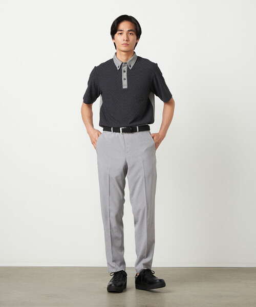 COMME CA ISM（コムサイズム）の「【吸水速乾】市松ジャカード ポロシャツ（ポロシャツ・メンズ・チャコール/ネイビー/ブラック/ブルー・MEDIUM/LARGE）」の6枚目の写真