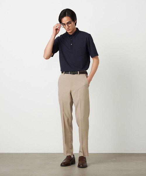 COMME CA ISM（コムサイズム）の「【吸水速乾】市松ジャカード ポロシャツ（ポロシャツ・メンズ・チャコール/ネイビー/ブラック/ブルー・MEDIUM/LARGE）」の12枚目の写真