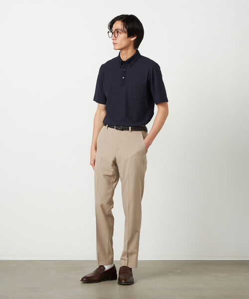 COMME CA ISM（コムサイズム）の「【吸水速乾】市松ジャカード ポロシャツ（ポロシャツ・メンズ・チャコール/ネイビー/ブラック/ブルー・MEDIUM/LARGE）」の13枚目の写真