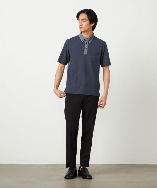 COMME CA ISM（コムサイズム）の「【吸水速乾】市松ジャカード ポロシャツ（ポロシャツ・メンズ・チャコール/ネイビー/ブラック/ブルー・MEDIUM/LARGE）」の16枚目の写真