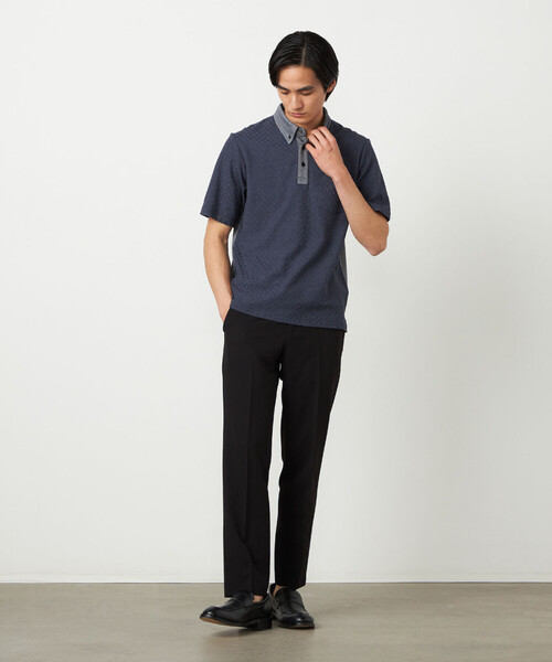 COMME CA ISM（コムサイズム）の「【吸水速乾】市松ジャカード ポロシャツ（ポロシャツ・メンズ・チャコール/ネイビー/ブラック/ブルー・MEDIUM/LARGE）」の17枚目の写真