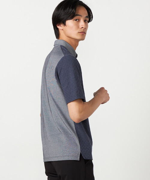 COMME CA ISM（コムサイズム）の「【吸水速乾】市松ジャカード ポロシャツ（ポロシャツ・メンズ・チャコール/ネイビー/ブラック/ブルー・MEDIUM/LARGE）」の19枚目の写真