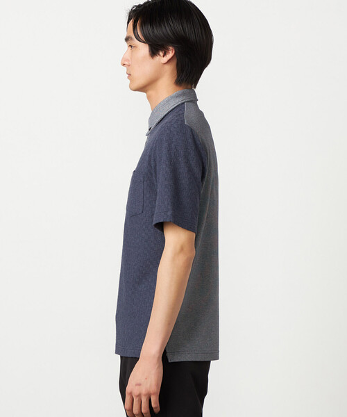 COMME CA ISM（コムサイズム）の「【吸水速乾】市松ジャカード ポロシャツ（ポロシャツ・メンズ・チャコール/ネイビー/ブラック/ブルー・MEDIUM/LARGE）」の22枚目の写真