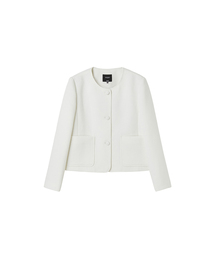 ラウンドネック ノーカラー ツイードジャケット AS1WJ264