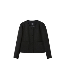 LAP（ラップ）の「ラウンドネック ノーカラー ツイードジャケット AS1WJ264（テーラードジャケット）」