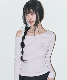 ILLIGO（イリゴ）の「シアーワンショルダー ロングスリーブ ピンク（Tシャツ/カットソー）」