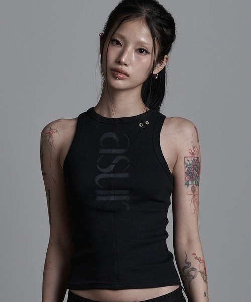 as you are(アズユーアー)の「◇ASYOUARE◇ソーイング ターン ロゴ スリーブレス SEWING TURN LOGO SLEEVELESS(タンクトップ・レディース・ブラック/ホワイト・FREE)」の1枚目の写真