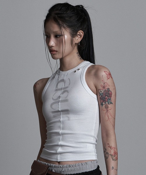 as you are(アズユーアー)の「◇ASYOUARE◇ソーイング ターン ロゴ スリーブレス SEWING TURN LOGO SLEEVELESS(タンクトップ・レディース・ブラック/ホワイト・FREE)」の4枚目の写真