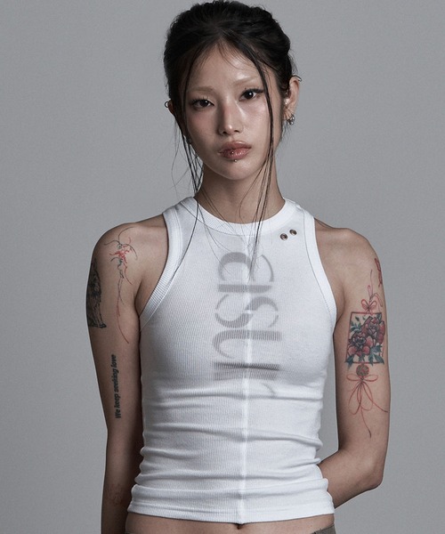 as you are(アズユーアー)の「◇ASYOUARE◇ソーイング ターン ロゴ スリーブレス SEWING TURN LOGO SLEEVELESS(タンクトップ・レディース・ブラック/ホワイト・FREE)」の6枚目の写真