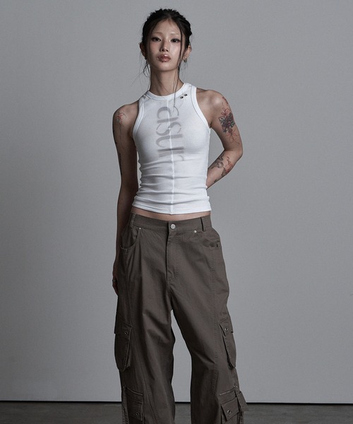as you are(アズユーアー)の「◇ASYOUARE◇ソーイング ターン ロゴ スリーブレス SEWING TURN LOGO SLEEVELESS(タンクトップ・レディース・ブラック/ホワイト・FREE)」の13枚目の写真