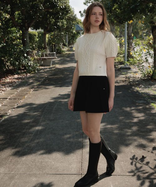 DEHEVE（デヘヴェ）の「Half Sleeve Cable Knit [Ivory]（ニット/セーター・レディース・アイボリー・FREE）」の8枚目の写真