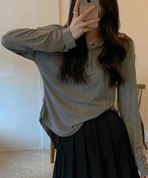SallyLunn(サリーラン)の「ヘンリーネック フード付き ルーズカットソー(Tシャツ/カットソー・レディース・ホワイト/グレー/ブラック・MEDIUM/LARGE)」の19枚目の写真