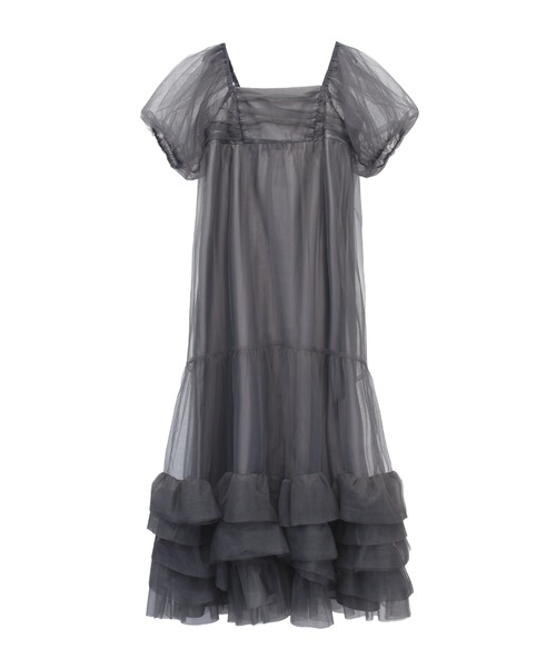 ANDRESD（アンドレスド）の「ボリュームチュールパフスリーブドレス / volume tulle puff sleeve dress（ドレス・レディース・ベージュ/チャコール・S/L/M）」の8枚目の写真
