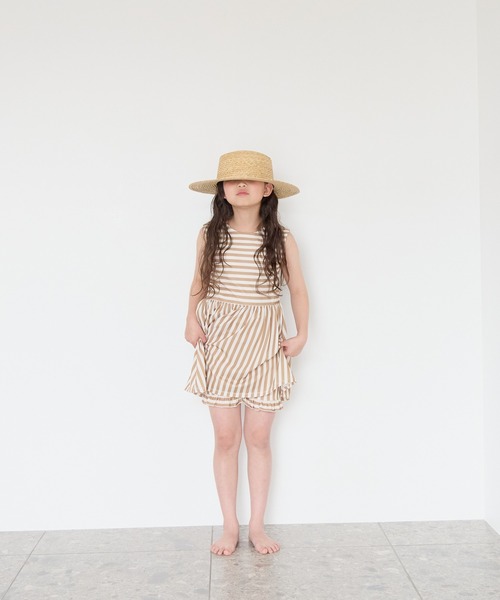 LOWRYS FARM(ローリーズファーム)の「【140-150サイズ】SWIM/ストライプSET 661811(水着・キッズ・ブラック/ベージュ・150cm/140cm)」の1枚目の写真