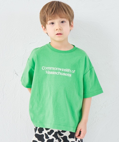 pairmanon（ペアマノン）の「【綿100%】ユニセックス ニュースペーパー風プリント 半袖Tシャツ（Tシャツ/カットソー・キッズ・チャコールグレー/ホワイト/グリーン・100/110/120/130/140/150/90）」の3枚目の写真
