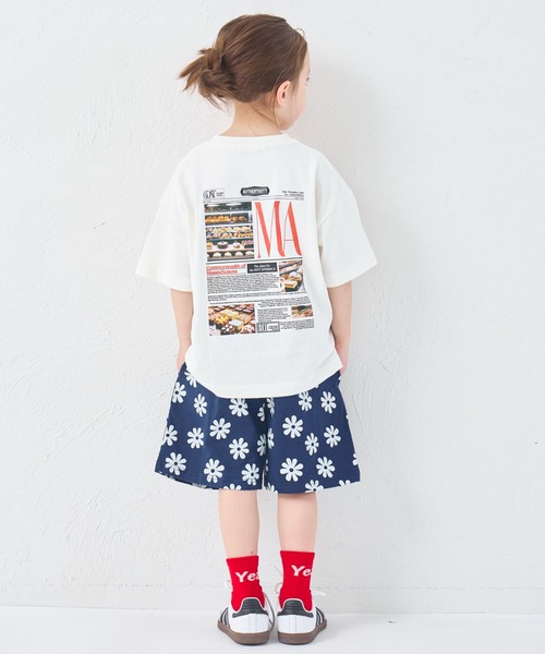 pairmanon（ペアマノン）の「【綿100%】ユニセックス ニュースペーパー風プリント 半袖Tシャツ（Tシャツ/カットソー・キッズ・チャコールグレー/ホワイト/グリーン・100/110/120/130/140/150/90）」の5枚目の写真