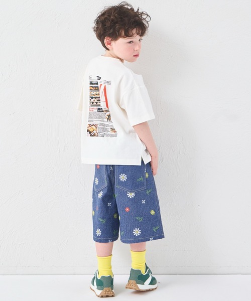 pairmanon（ペアマノン）の「【綿100%】ユニセックス ニュースペーパー風プリント 半袖Tシャツ（Tシャツ/カットソー・キッズ・チャコールグレー/ホワイト/グリーン・100/110/120/130/140/150/90）」の8枚目の写真