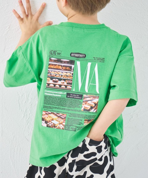 pairmanon（ペアマノン）の「【綿100%】ユニセックス ニュースペーパー風プリント 半袖Tシャツ（Tシャツ/カットソー・キッズ・チャコールグレー/ホワイト/グリーン・100/110/120/130/140/150/90）」の13枚目の写真