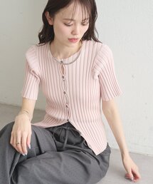 mystic | 《WEB限定》ラウンドスリット半袖カーディガン(カーディガン/ボレロ)