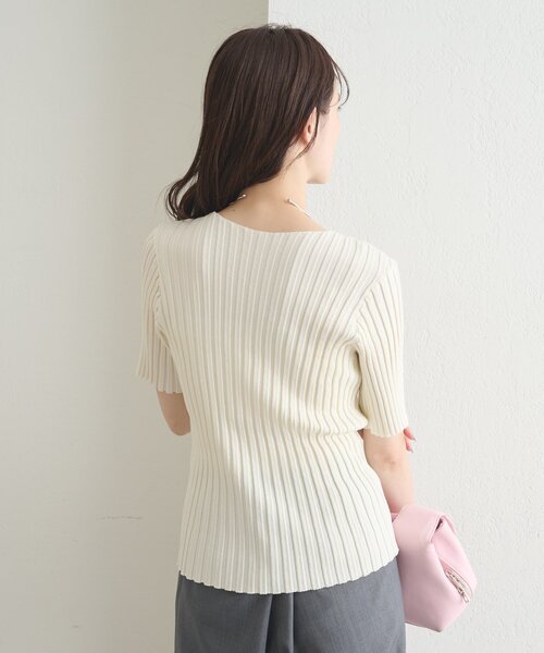 mystic(ミスティック)の「《WEB限定》ラウンドスリット半袖カーディガン(カーディガン/ボレロ・レディース・ブラック/ピンク/イエロー/グリーン/アイボリー・FREE)」の6枚目の写真