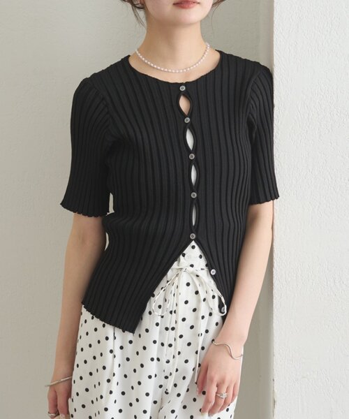 mystic(ミスティック)の「《WEB限定》ラウンドスリット半袖カーディガン(カーディガン/ボレロ・レディース・ブラック/ピンク/イエロー/グリーン/アイボリー・FREE)」の21枚目の写真