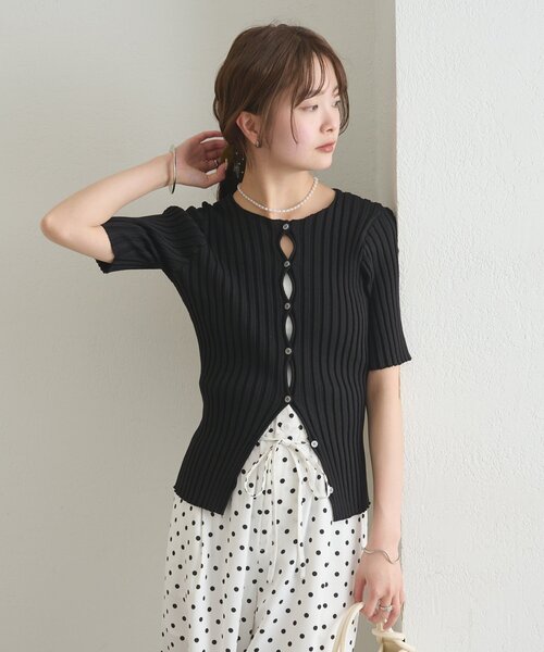 mystic(ミスティック)の「《WEB限定》ラウンドスリット半袖カーディガン(カーディガン/ボレロ・レディース・ブラック/ピンク/イエロー/グリーン/アイボリー・FREE)」の19枚目の写真