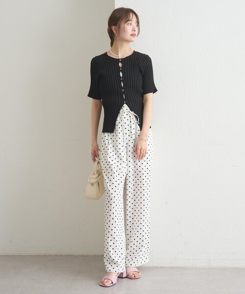 mystic(ミスティック)の「《WEB限定》ラウンドスリット半袖カーディガン(カーディガン/ボレロ・レディース・ブラック/ピンク/イエロー/グリーン/アイボリー・FREE)」の17枚目の写真