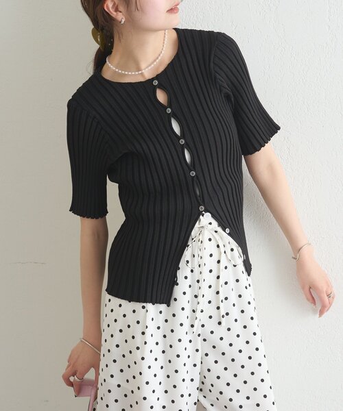 mystic(ミスティック)の「《WEB限定》ラウンドスリット半袖カーディガン(カーディガン/ボレロ・レディース・ブラック/ピンク/イエロー/グリーン/アイボリー・FREE)」の16枚目の写真