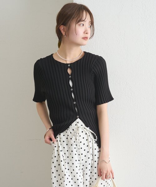 mystic(ミスティック)の「《WEB限定》ラウンドスリット半袖カーディガン(カーディガン/ボレロ・レディース・ブラック/ピンク/イエロー/グリーン/アイボリー・FREE)」の15枚目の写真