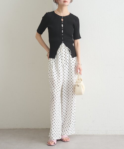 mystic(ミスティック)の「《WEB限定》ラウンドスリット半袖カーディガン(カーディガン/ボレロ・レディース・ブラック/ピンク/イエロー/グリーン/アイボリー・FREE)」の12枚目の写真