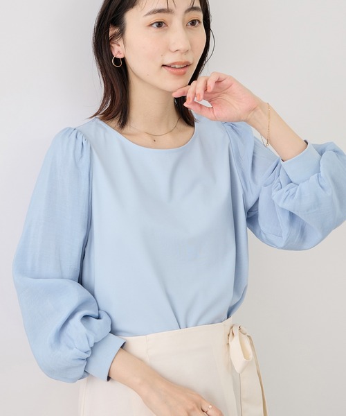 ROPE' PICNIC(ロペピクニック)の「シアーボリュームスリーブカットトップス(Tシャツ/カットソー・レディース・オフホワイト/イエロー/ブラック/サックスブルー・FREE)」の3枚目の写真