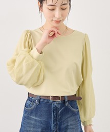 シアーボリュームスリーブカットトップス