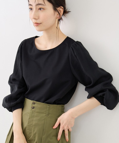 ROPE' PICNIC(ロペピクニック)の「シアーボリュームスリーブカットトップス(Tシャツ/カットソー・レディース・オフホワイト/イエロー/ブラック/サックスブルー・FREE)」の5枚目の写真