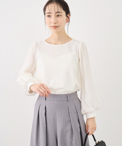 ROPE' PICNIC(ロペピクニック)の「シアーボリュームスリーブカットトップス(Tシャツ/カットソー・レディース・オフホワイト/イエロー/ブラック/サックスブルー・FREE)」の8枚目の写真