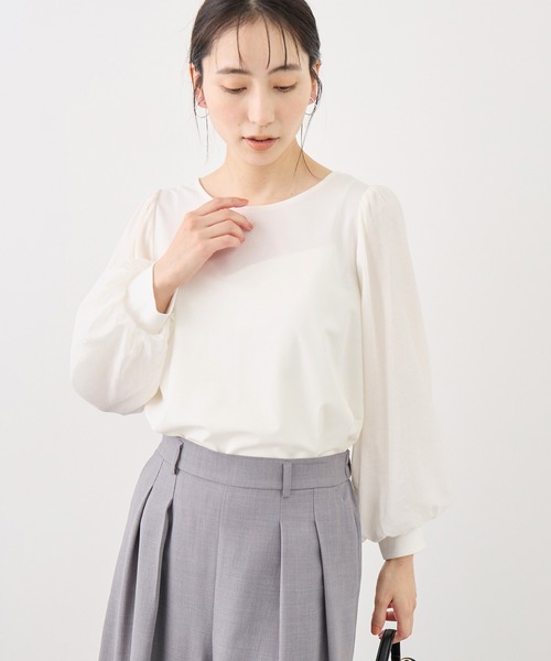 ROPE' PICNIC(ロペピクニック)の「シアーボリュームスリーブカットトップス(Tシャツ/カットソー・レディース・オフホワイト/イエロー/ブラック/サックスブルー・FREE)」の9枚目の写真