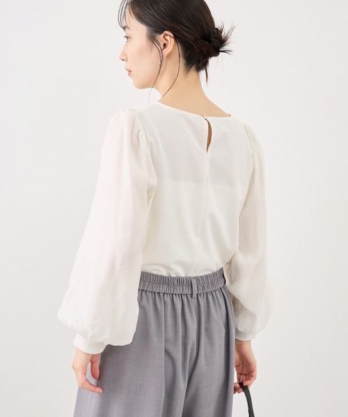 ROPE' PICNIC(ロペピクニック)の「シアーボリュームスリーブカットトップス(Tシャツ/カットソー・レディース・オフホワイト/イエロー/ブラック/サックスブルー・FREE)」の10枚目の写真