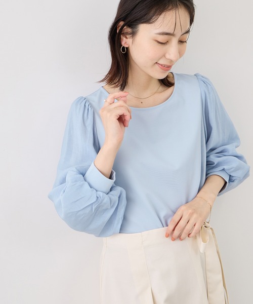 ROPE' PICNIC(ロペピクニック)の「シアーボリュームスリーブカットトップス(Tシャツ/カットソー・レディース・オフホワイト/イエロー/ブラック/サックスブルー・FREE)」の19枚目の写真