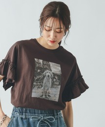 GLOBAL WORK | ヘビロッTEEフリルプリント半袖/663965(Tシャツ/カットソー)