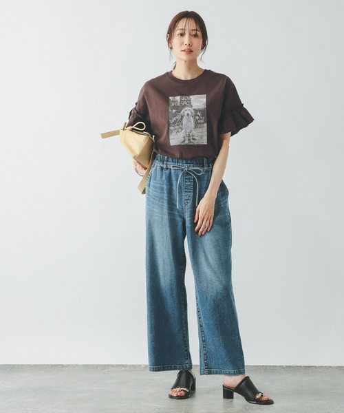 GLOBAL WORK(グローバルワーク)の「ヘビロッTEEフリルプリント半袖/663965(Tシャツ/カットソー・レディース・スミクロ/ホワイト/ブラウン/ライトグレー・LARGE/MEDIUM)」の7枚目の写真
