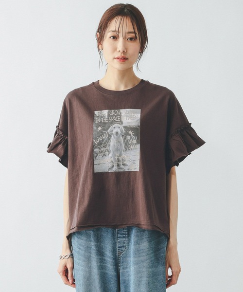 GLOBAL WORK(グローバルワーク)の「ヘビロッTEEフリルプリント半袖/663965(Tシャツ/カットソー・レディース・スミクロ/ホワイト/ブラウン/ライトグレー・LARGE/MEDIUM)」の11枚目の写真
