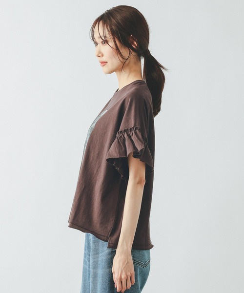 GLOBAL WORK(グローバルワーク)の「ヘビロッTEEフリルプリント半袖/663965(Tシャツ/カットソー・レディース・スミクロ/ホワイト/ブラウン/ライトグレー・LARGE/MEDIUM)」の12枚目の写真