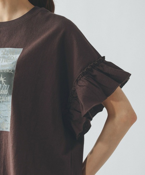 GLOBAL WORK(グローバルワーク)の「ヘビロッTEEフリルプリント半袖/663965(Tシャツ/カットソー・レディース・スミクロ/ホワイト/ブラウン/ライトグレー・LARGE/MEDIUM)」の16枚目の写真