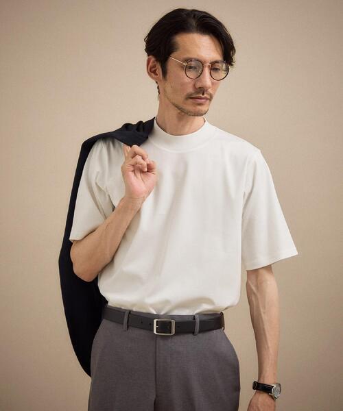 TAKEO KIKUCHI（タケオキクチ）の「【接触冷感】アイスクリアコットン モックネック Tシャツ（Tシャツ/カットソー・メンズ・ホワイト/ブラック・04/03/02）」の2枚目の写真