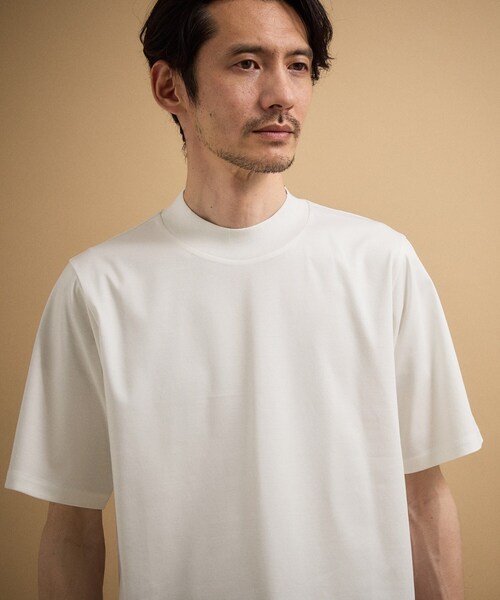 TAKEO KIKUCHI（タケオキクチ）の「【接触冷感】アイスクリアコットン モックネック Tシャツ（Tシャツ/カットソー・メンズ・ホワイト/ブラック・04/03/02）」の22枚目の写真