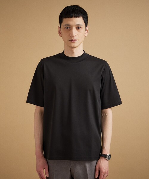 TAKEO KIKUCHI（タケオキクチ）の「【接触冷感】アイスクリアコットン モックネック Tシャツ（Tシャツ/カットソー・メンズ・ホワイト/ブラック・04/03/02）」の3枚目の写真