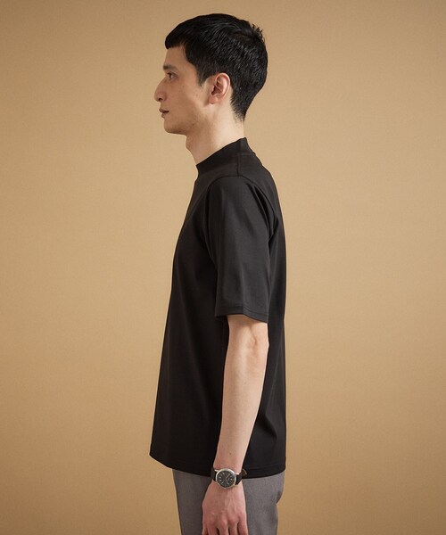 TAKEO KIKUCHI（タケオキクチ）の「【接触冷感】アイスクリアコットン モックネック Tシャツ（Tシャツ/カットソー・メンズ・ホワイト/ブラック・04/03/02）」の4枚目の写真