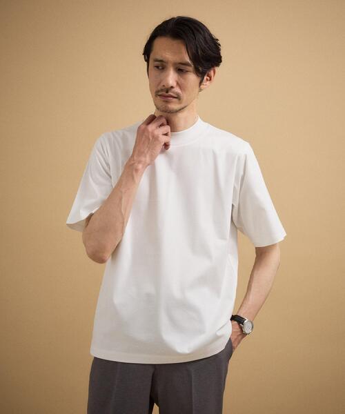 TAKEO KIKUCHI（タケオキクチ）の「【接触冷感】アイスクリアコットン モックネック Tシャツ（Tシャツ/カットソー・メンズ・ホワイト/ブラック・04/03/02）」の10枚目の写真