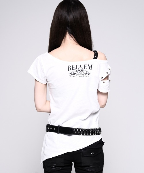 REFLEM(レフレム)の「『REFLEM/レフレム』パンクレイヤードアシメトップス/ハーフスリーブカットソー(Tシャツ/カットソー・レディース・ブラック/ホワイト・L/M)」の11枚目の写真