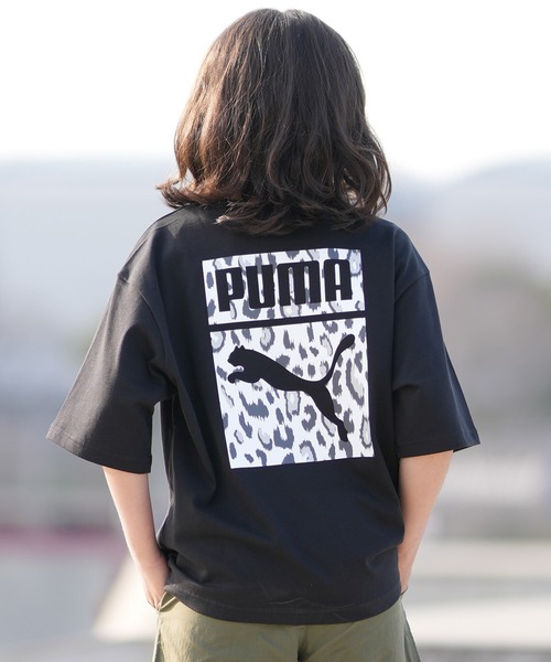 PUMA（プーマ）の「PUMA/プーマ キッズ 半袖 Tシャツ バックプリント レオパード柄 639318（Tシャツ/カットソー・キッズ・ブラック/ホワイト・130cm/140cm/150cm/160cm）」の9枚目の写真